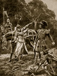 William otrzymuje wiadomość o powstaniu Północy, ilustracja z „Hutchinson